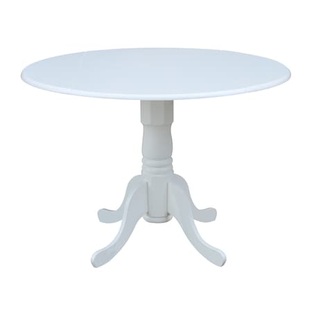 International Concepts Round 42 in Round Dual Drop Leaf Pedestal Table, White, 42 in W, 42 in L, 29.5 in H, Wood, White T08-42DP
